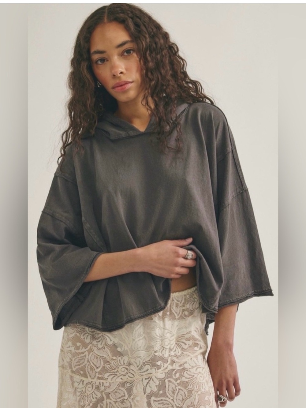 Free People Come and go hoodie. NWT. Black